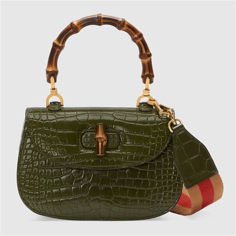 Borsa Originale Gucci Bamboo Bag Avorio Coccodrillo Originale.